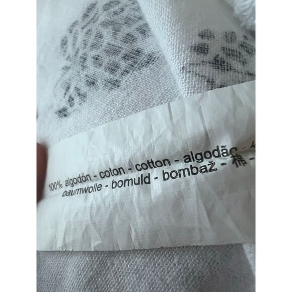 Zara White Blue Floral Print Blouse With Bell Sleeve Oversized Buttons Womens S - Picture 7 of 10